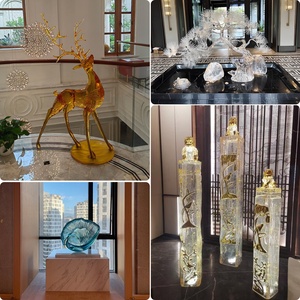 Sculpture en résine abstraite transparente semi-artisanale sur mesure pour l'extérieur, hôtels, maisons d'exposition, centres d'exposition, entrées - Product Image 3