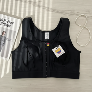 Sujetadores postquirúrgicos para <span class=keywords><strong>mastectomía</strong></span> con cierre frontal de 3 o 4 hileras de ganchos, sin aros, de compresión y con tirantes ajustables para mujer - Product Image 1