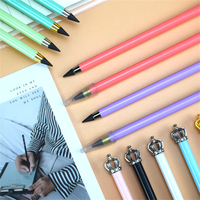 Crayon infini en métal sans encre de luxe Crown Top Eternal pour l'école, le bureau, les fournitures de papeterie, cadeau