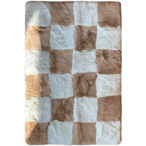 Tapis d'intérieur en <span class=keywords><strong>fausse</strong></span> <span class=keywords><strong>fourrure</strong></span> de lapin douce, tapis moelleux à carreaux antidérapant pour salon et chambre à coucher - Product Image 6