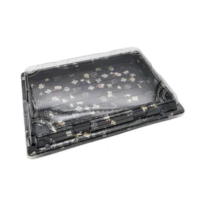 Manluen Supplier Wholesale Large Size Disposable Food Sushi Container Takeaway togo Sushi Tray with Lid