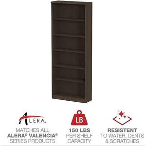 Librería Alera Valencia Series de seis estantes, madera color espresso, 31 3/4 pulgadas de ancho x 14 pulgadas de profundidad x 80 3/8 pulgadas de alto - Product Image 2