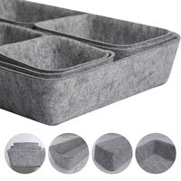 Boîte de rangement fonctionnelle en feutre moulé gris personnalisée, lot de 3, organiseur de tiroir pour bijoux, accessoires de bureau, support pour accessoires de bureau