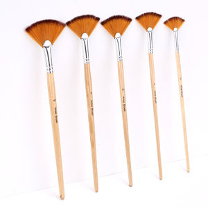 Zhuting Simple Style ventilateur <span class=keywords><strong>aquarelle</strong></span> <span class=keywords><strong>pinceau</strong></span> ensemble 5 pièces en bois Nylon cheveux Art pinceaux pour la peinture - Product Image 5