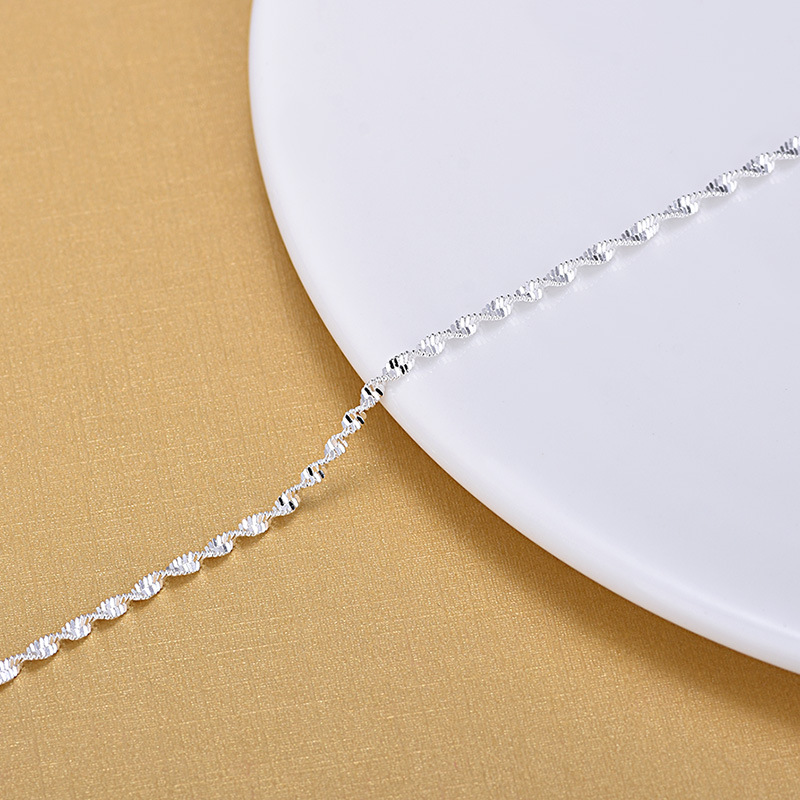925 Sterling Silver Wave Twist Chain Bracelet - Dreamhonor