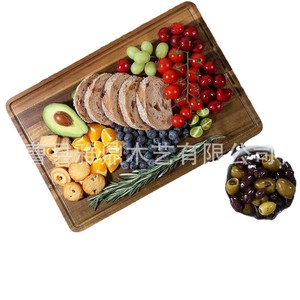 Plateau de service en bois d'acacia multifonctionnel pour la maison, la cuisine, le rangement des fruits et des collations, planche à découper - Product Image 1