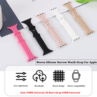 Bracelets de montre sport en silicone tressé pour femmes et hommes, bracelet de remplacement en caoutchouc pour Apple Watch