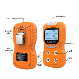 4 In 1 Gas Detector O2 Co H2S Lel Portable Industrial Safety Alarm Sensor With Usb Charging And Crocodile Clip - Product Image 1