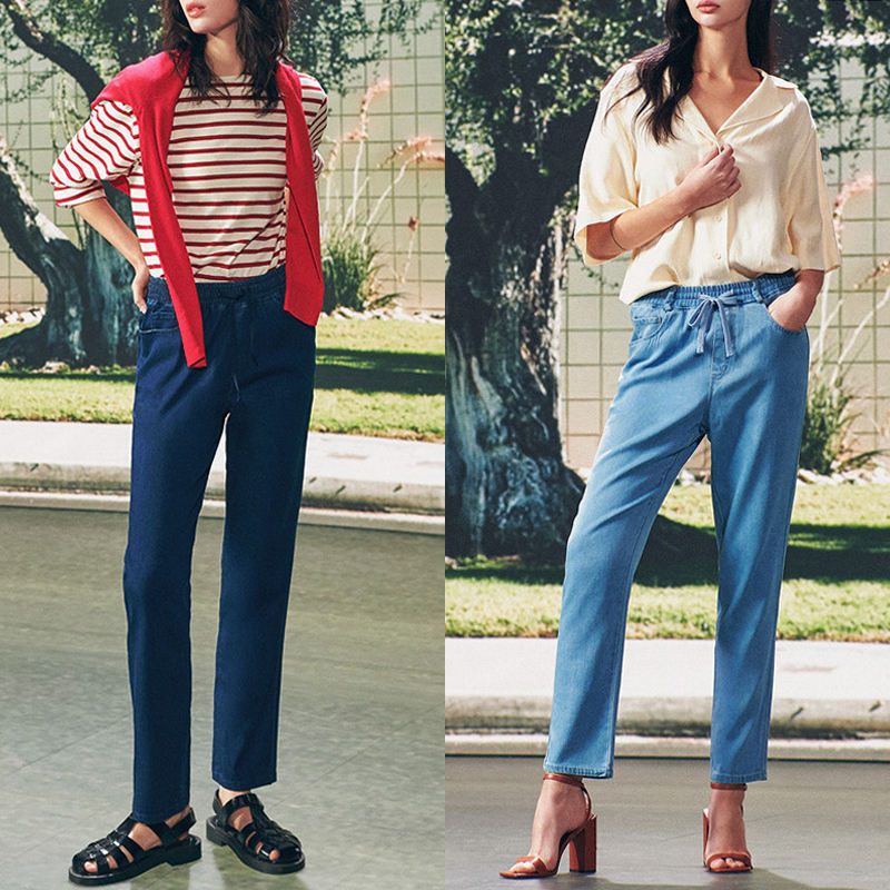 Slub Tencel Tencel Wide Leg Crop Pants Buy Love Roses Blue Tencel