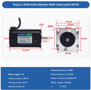 57สเต็ปเปอร์มอเตอร์2.8N เส้นผ่าศูนย์กลางเพลา8มม. ตะกั่ว80ซม. รุ่น: <span class=keywords><strong>57BYG250H</strong></span> - Product Image 2