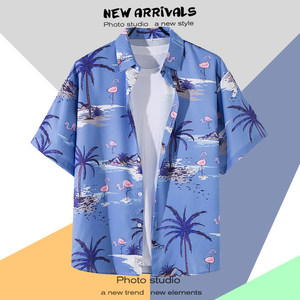 Chemise hawaïenne décontractée <span class=keywords><strong>pour</strong></span> homme Kango, imprimé floral personnalisé, manches courtes, boutonnée, <span class=keywords><strong>pour</strong></span> l'été et la plage - Product Image 5