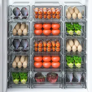 BPA Free Kühlschrank Clear Kunststoff Kühlschrank Organizer Bins für Kühlschrank Gefrier schrank Küchen schrank