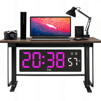 Réveil numérique LED avec rétroéclairage Luminova, alimentation USB/piles, affichage du calendrier et de la température, horloge de bureau/table