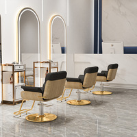 Chaise de salon de barbier moderne en métal avec pompe hydraulique Siège en cuir à hauteur réglable-Utilisation commerciale haut de gamme élégante