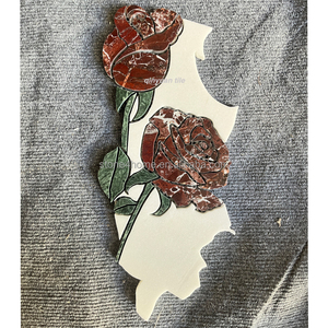 Mosaïque de fleurs en marbre poli à jet d'eau rose pour murs et sols, écologique, pour studios et villas - Product Image 1