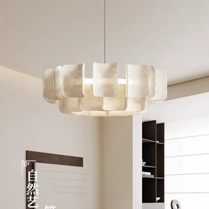 Lámpara colgante redonda estilo Wabi Sabi LED E27 blanca para sala de estar, dormitorio, comedor - Product Image 1