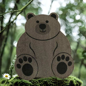 可定制的环保瓦楞纸印刷猫树宠物玩具用品，采用棕色熊形状设计纸箱包装 - Product Image 1