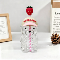 Tasse en verre ours en peluche très prisée pour les fêtes, avec couvercle, un cadeau d'anniversaire très attrayant
