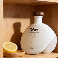 Botella de Vidrio Blanca Personalizada de 500 ml para Aceite de Oliva con Tapón de Corcho, Logotipo, Color y Forma Personalizables
