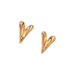 Heart Shape <b>Stud</b> Earrings Gold And <b>Silver</b> Zinc Alloy For Women Gift - Product Image 5