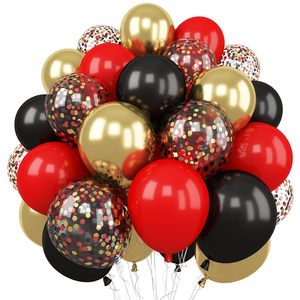 60 Globos Negros y Rojos de 12 Pulgadas para Decoración de Fiestas Temáticas de Casino, Graduación, Año Nuevo, Cumpleaños - Product Image 1