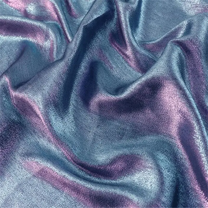 Novo confortável brilhante seda jacquard brocado tecido lurex orgânico 100% poliéster para a noite vestido