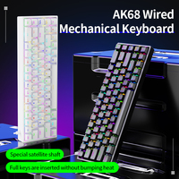Clavier mécanique portable AK68 RVB pour gaming immersif avec interface USB, confortable pour le bureau et facile à transporter, simplicité et touches supplémentaires