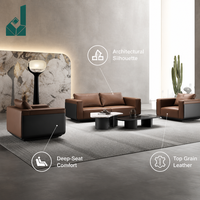 Ensemble de canapés de bureau exécutif en cuir bicolore, style moderne et minimaliste, canapé modulaire italien de luxe pour salle de réception de PDG