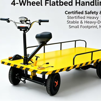 Chariot électrique à plateforme à 4 roues, capacité de charge lourde de 1T, 2,5m x 1,5m, en acier au carbone épaissi, chariot de transport pour ferme et verger