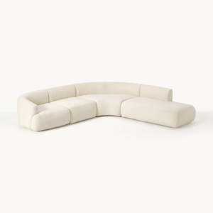 Modular L-Shape Sectional Beige Fabric Upholstered Modern Living Room Furniture 4-Seater Corner Solid Wood Legs 3-Year - Product Image 2