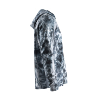 Chemises de protection solaire performantes pour hommes avec bande réfléchissante, pour la pêche et la sécurité nocturne, avec capuche, panneau en maille respirante, séchage rapide, motif tourbillon fumé ardoise