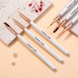 Kit de pinceles para <span class=keywords><strong>uñas</strong></span>, mango de madera blanca y dorada, delineador acrílico 3D japonés de pelo de nailon Popular para redes sociales, <span class=keywords><strong>2022</strong></span> - Product Image 1