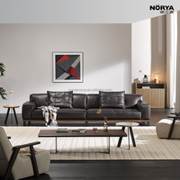 Ensemble de canapés en cuir en forme de L convertible moderne NORYA avec design sectionnel rembourré en éponge pour appartement, hôtel, salon