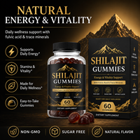 Gummies de Shilajit Haute Puissance 500mg Mélange Triple avec Acide Fulvique et Oligo-éléments 60 Comprimés Complément Alimentaire en Gummies ODM