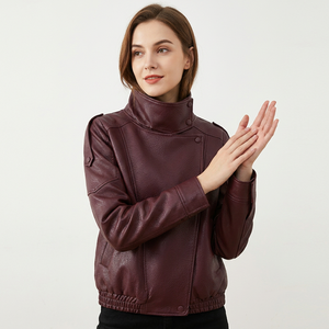 <b>Women's</b> Leather <b>Jacket</b> 2026 <b>Spring</b> New Fashionable Versatile Mandarin Collar Bomber <b>Jacket</b> Solid Zipper Eco-Friendly <b>Jacket</b> - Product Image 4