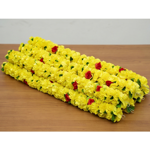 Guirnalda de Flores Artificiales de Caléndula Amarilla y Roja, Decoración Floral Colgante para Bodas, Festivales, Templos y Decoración del Hogar - Product Image 2