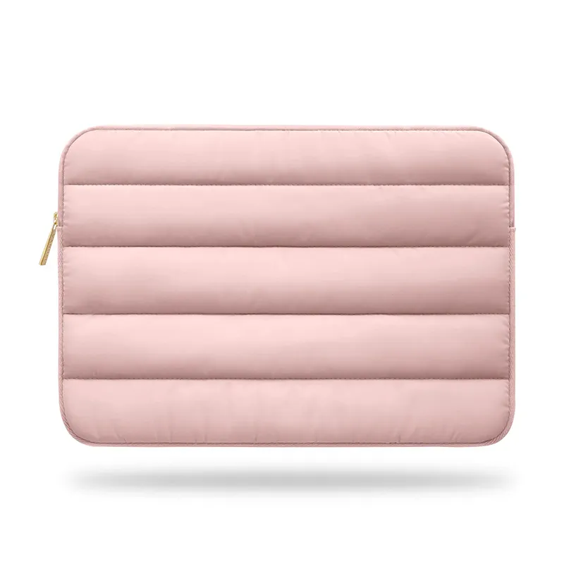 Puffy 15 16 Inch Pink Laptop Sleeve Cute Computer Sleeve Carrying Case Puffer Quilted Laptop Bag 15.6 Inch Laptop Cover