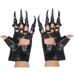 Guantes de Garra de Dragón para Halloween, Guantes de Cuero Góticos Punk de Medio Dedo, Guantes de Garra de Monstruo para <span class=keywords><strong>Disfraces</strong></span> de Fiesta - Product Image 1