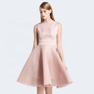 MZ18020 estilo ropa de verano de mujer <span class=keywords><strong>Sexy</strong></span> lazo rosa baile de graduación de malla vestido de las mujeres - Product Image 1