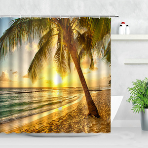 Crépuscule coucher <span class=keywords><strong>de</strong></span> soleil plage rideaux <span class=keywords><strong>de</strong></span> <span class=keywords><strong>douche</strong></span> océan tropical palmier forêt cascade Nature paysage tissu décor à la maison salle <span class=keywords><strong>de</strong></span> bain ensemble <span class=keywords><strong>de</strong></span> rideaux - Product Image 6