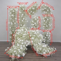 Realistiche witte kunstmatige roos en baby's breath bloemen achtergrondset voor hotel, bruiloft, Valentijnsdag en evenementendecoratie