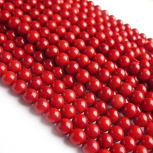 Perline Rotonde in Pietra all'Ingrosso 4mm-12mm, Fili di Perle Sciolte in <span class=keywords><strong>Corallo</strong></span> Rosso per Creazione di Gioielli - Product Image 4