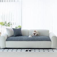 Housse de canapé en velours côtelé couleur unie pour salon, 3 places, motif à carreaux, antidérapante, en peluche, pour canapé droit