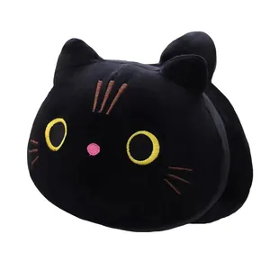 Prix usine mignon Animal chat en peluche Super doux chat noir en peluche oreiller pour enfants jouet