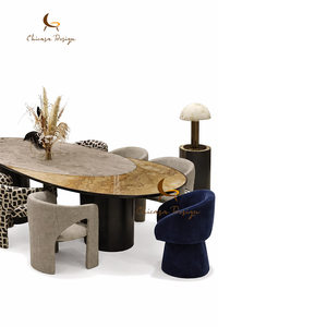 Chaises de salle à manger modernes en tissu rembourré avec structure en bois, élégantes pour cuisine, appartement, villa, taille et couleur personnalisables - Product Image 4