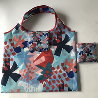 Sac de courses pliable personnalisé en polyester 190T, écologique, recyclable et réutilisable, avec poche carrée et poignée longue