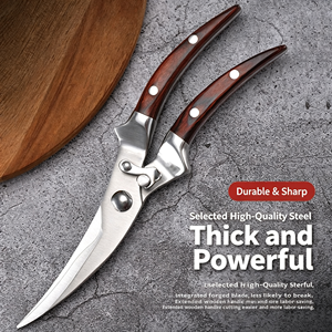Ciseaux à volaille robustes avec manche en bois, en acier inoxydable, pour couper les os, ciseaux de cuisine pour cuisines commerciales, hôtels, restauration en gros - Product Image 3
