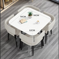 Table carrée moderne convertible en pierre frittée, style nordique, gain de place, avec 4 chaises, pour appartement/hôtel, salle à manger