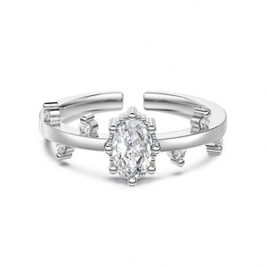 Dylam Dainty Jewelry Manufacturer Rhodium 18K Gold Plated 925 <b>Silver</b> 5A Zirconia Open <b>Adjustable</b> Bridal Promise <b>Rings</b> for Women - Product Image 1