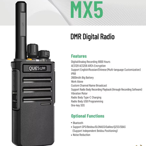 Radio portable QUANSHENG MX5 DMR, design robuste, CE FCC IP68 GPS UHF 5W - Product Image 1